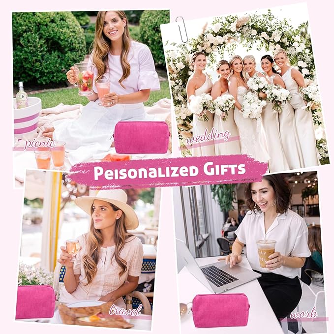 SOIDRAM Makeup Bag Preppy Cosmetic Bag Bulk Makeup Pouch Personalize Travel Toiletry Bag Organizer Cute DIY Makeup Brushes Storage Bag for Women