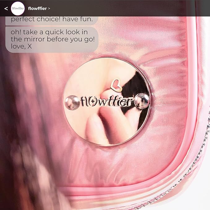 Travel Jewelry Organizer Case with Zipper and Mirrored Charm, Small Portable Jewelry Storage Bag for Rings, Necklaces, Earrings, Travel Pouch, Christmas Winter Gift for Her, Holographic Pink