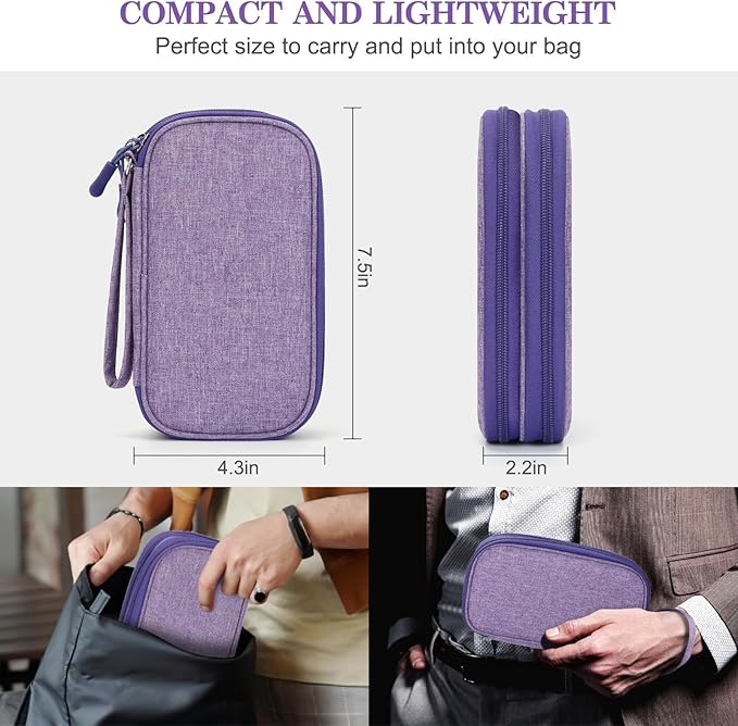 FYY Travel Cable Organizer Pouch Electronic Accessories Carry Case Portable Waterproof Double Layers All-in-One Storage Bag for Cord, Charger, Phone, Earphone Dark Purple