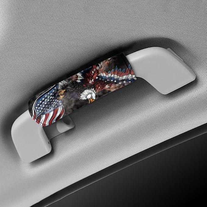 KUIFORTI 4th of July Flag Luggage Handle Wrap Grip for Suitcase, 2 Pack Eagle Luggage Grip Wraps Suitcase Identifiers Comfortable Trolley Case Grip Cover