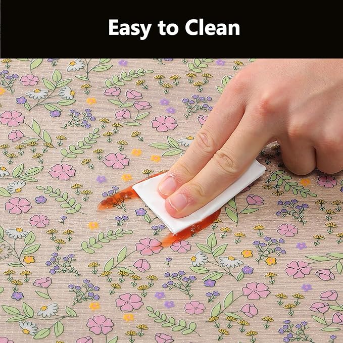 INNOLITES Shelf Liners for Kitchen Cabinets Non-Adhesive Drawer Liner with Floral, Waterproof Durable Easy to Clean, for Refrigerator, Shelves (Pink Rose, 11.8" x 120")
