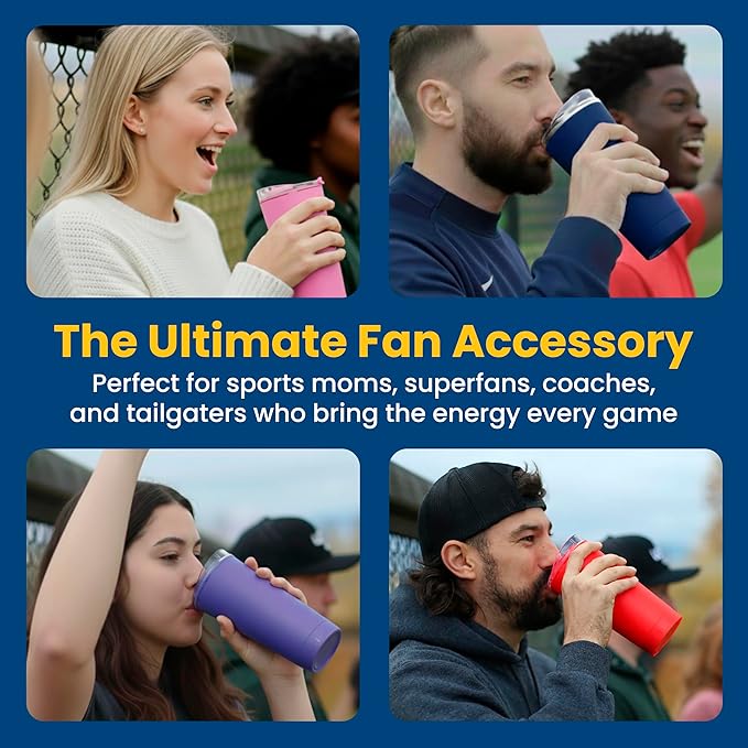 The LoudCup Blow Horn Tumbler, Cheer & Sip 2-in-1 Reusable Water Bottle with Built-In Horn for Sports Games, Tailgates, Parties & Events, BPA-Free