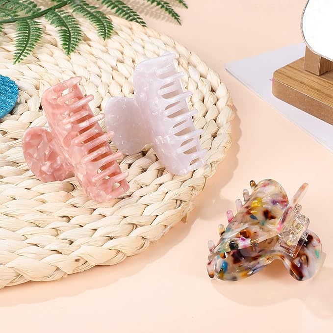 WILLBOND 6 Pieces Medium Hair Claw Clips for Thin Hair 2.6 Inch Tortoise Shell Clip Banana Jaw Hairpin French Style Barrettes Head Accessories for Women Girls(Stylish Patterns)