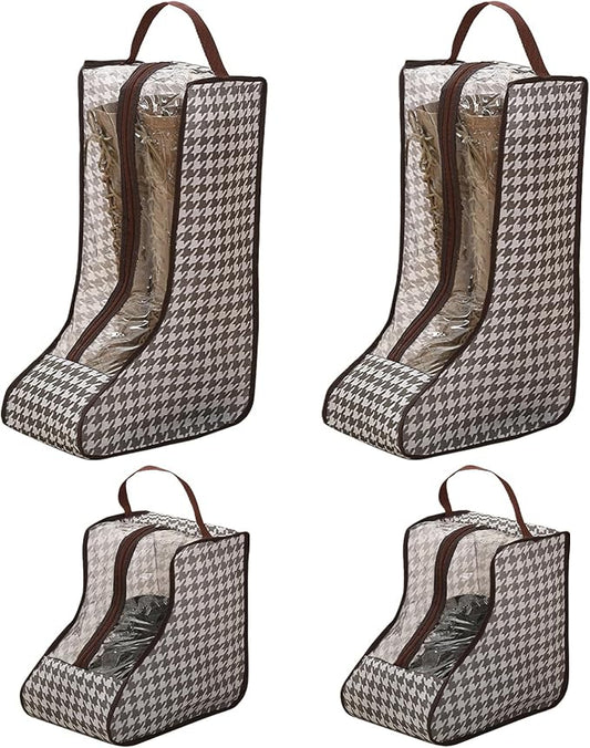 4 Pcs Boot Storage Bag, Portable Waterproof and Dustproof Boot Bags for Cowboy Boots (2*High + 2*Short)