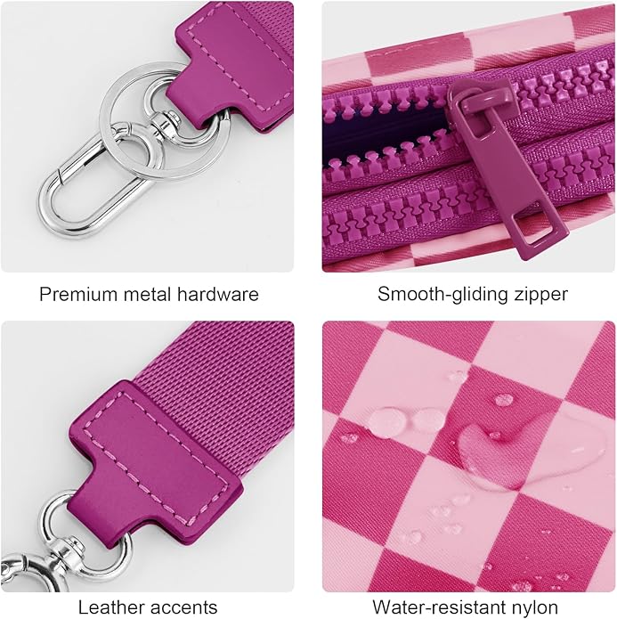 Checkered WristleWallets for Women, RFID Wallet Crossbody with 4 Zippers, Credit Card Holder Cell Phone Organizer