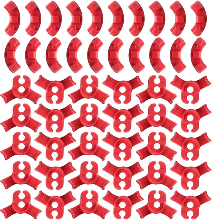 50 Pcs Plant LST Cilps, Adjustable Low-Stress Plant Training Clips, Reusable 90-Degree Bendable Clips to Bend for Tomatoes Cucumbers Beans Climbing Plants in Indoor or Outdoor Gardens (Red)