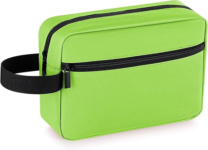 Elviros Travel Toiletry Bag for Women and Men,Lightweight Makeup Bag Hanging Dopp Kit with Shaving Compartment Cosmetic Organizer Small Tool Bag Travel Essentials,Gifts for Men & Women(Neon Green)