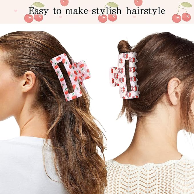 WHAVEL Cherry Hair Clip 2PCS Cute Claw Clips for Thick Hair Cherry Accessories for Women Spring Summer
