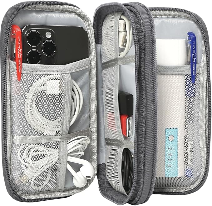 Travel Cord Organizer Electronics Organizer Travel Case, Travel Cable Organizer Bag Waterproof Portable Accessories Case for Cable, Charger, Phone, Power Bank, Earphone (Dark Gray, Large)