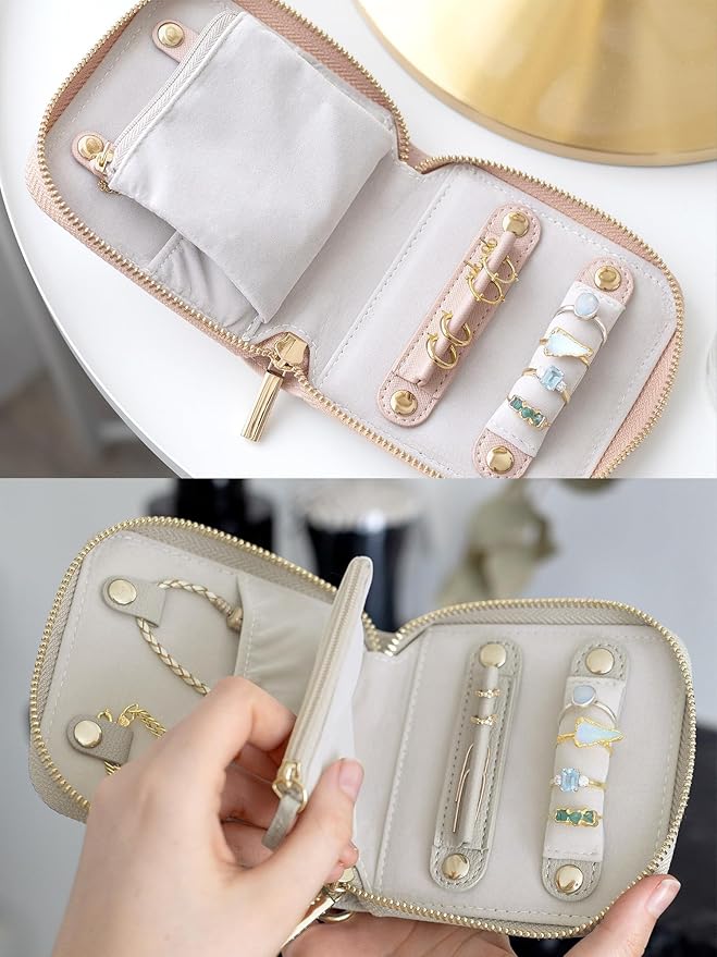 Travel Jewelry Organizer Case - for Tangle-Free Necklaces, Earrings, Rings, Bracelets Storage, Travel Essentials, Fashion Portable Jewelry Travel Bags for Women - Small Black