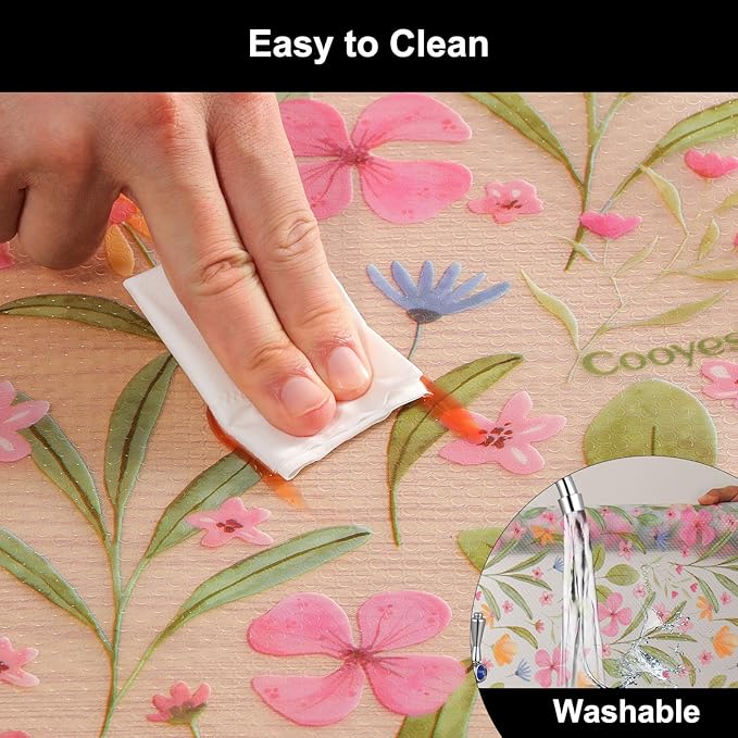 Cooyes Shelf Liner – Premium Non-Adhesive Cabinet & Drawer Liner for Kitchen – Waterproof Shelf Paper with Modern Pattern – Durable EVA Cabinet Mat – Easy to Cut （17.5" W x 197" L）