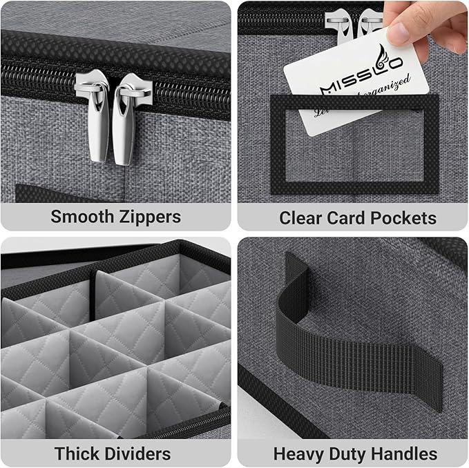 MISSLO Large Capacity China Storage Containers Hard Shell Plate Storage Containers, Kitchen Packing Moving Boxes for Dishes, Dinnerwares, Mugs Protectors, Grey, 3 Piece Set