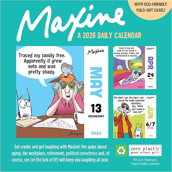 TF Publishing 2026 Maxine Daily Desktop Calendar - Small Daily Desk Calendar 2026 for Home or Office Organization, Full-Color Tear-Off Pages & Stand-Up Display with Funny Quotes - 5.25 x 5.25 In