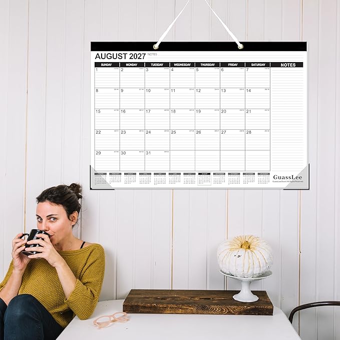 GuassLee Extra Large Desk Calendar 2026, 19 Months Jumbo Desk/Wall Calendar from Jun. 2026 through Dec. 2027, 30 x 20 Inches Hanging Planner with Julian Date, Notes for Home School Office Organizing