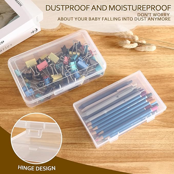 24Pack Mixed Sizes Small Plastic Storage Containers, Mini Rectangular Small Items Organizer Boxes with Hinged Lids and Labels for Craft Jewelry Beads ﻿