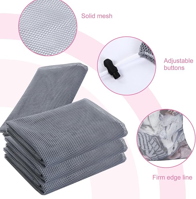 Berlune 30 Pack Large Mesh Laundry Bags, 24 x 36 Inch Bulk Wash Set with Drawstring for Commercial Use, Dorms, Vacation Rentals, Laundromats, Apartments & Facilities(Gray)