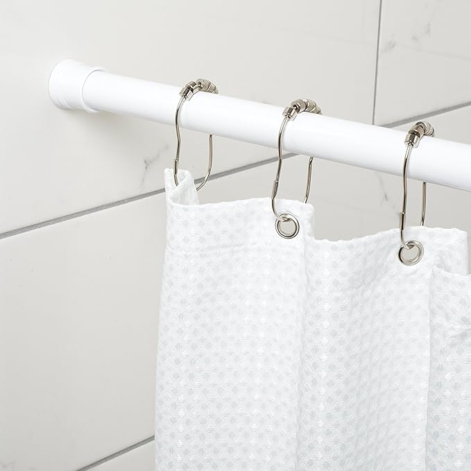 Zenna Home Tension Shower Curtain Rod, White, 44 to 72 Inches – Premium Steel Adjustable Shower Curtain Rod for Bathroom, Easy No Drill Install – Rust Resistant Spring Tension Shower Curtain Bar