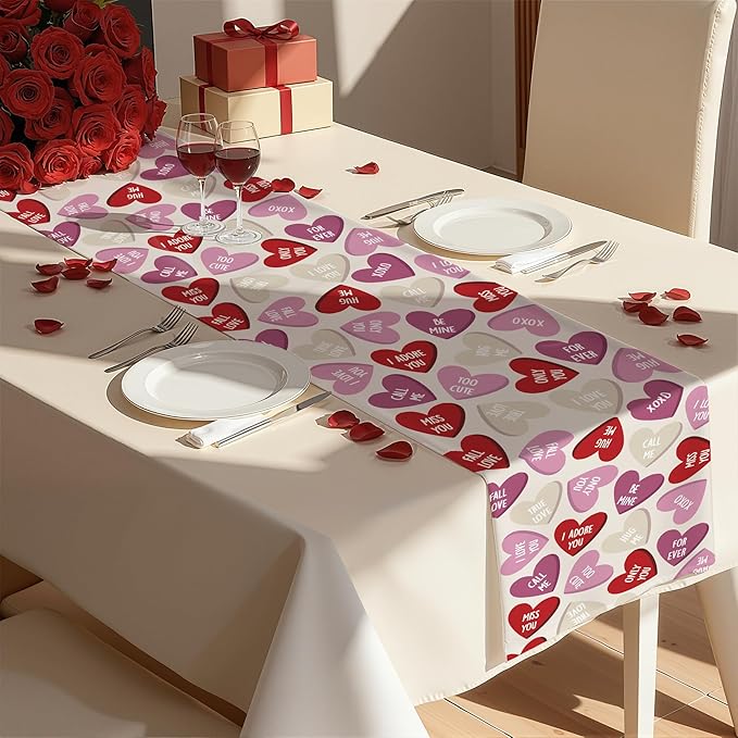 OHOME Valentines Day Decorations - Valentines Table Runner | Valentines Day Decor Party Favors Supplies - Galentines Day Decorations Centerpiece Accessories for Home Kitchen