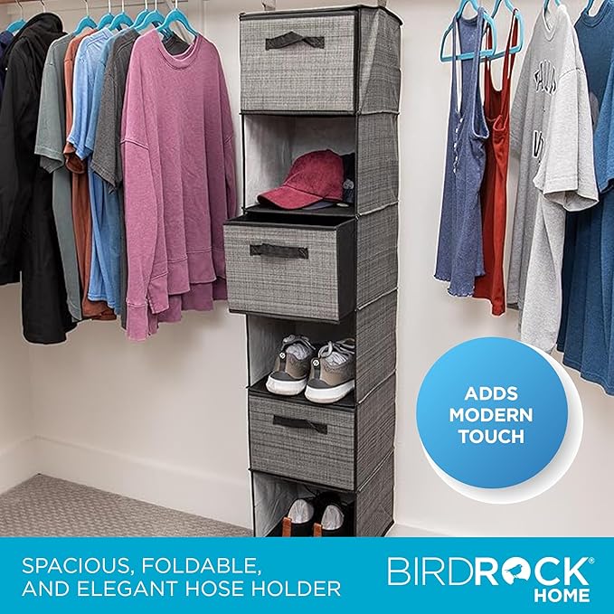 Internet's Best Replacement Extra Drawers for Hanging Closet Organizer - Canvas Storage Bins for Clothes, Sweaters, Shoes, Accessories - College Dorm Room Essentials, Small Space Organizer - Grey