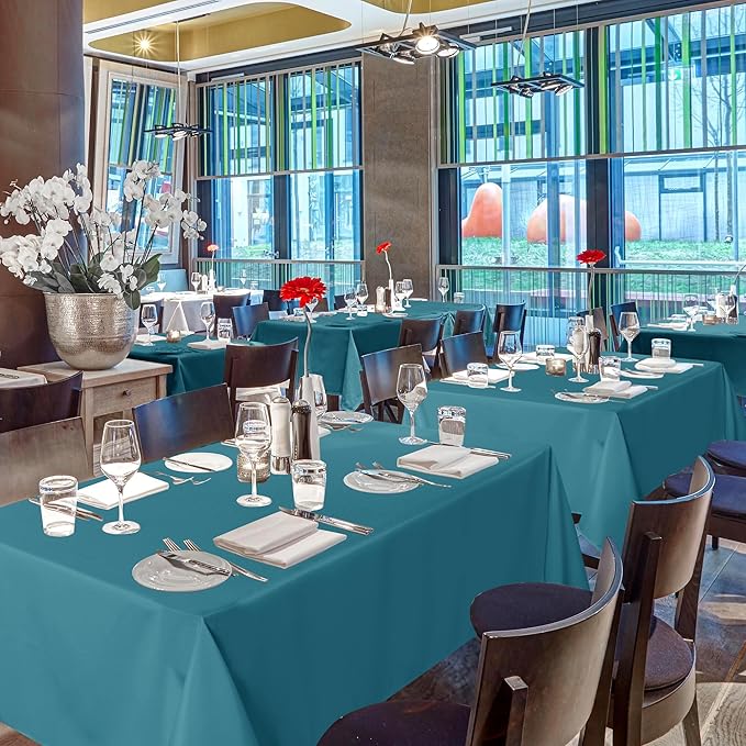 sancua Teal Tablecloths for 8 Foot Rectangle Tables, 8 Pack - Washable Polyester Fabric Table Cloth for Wedding Party, Birthday, Banquet Reception, 60x120 Inch