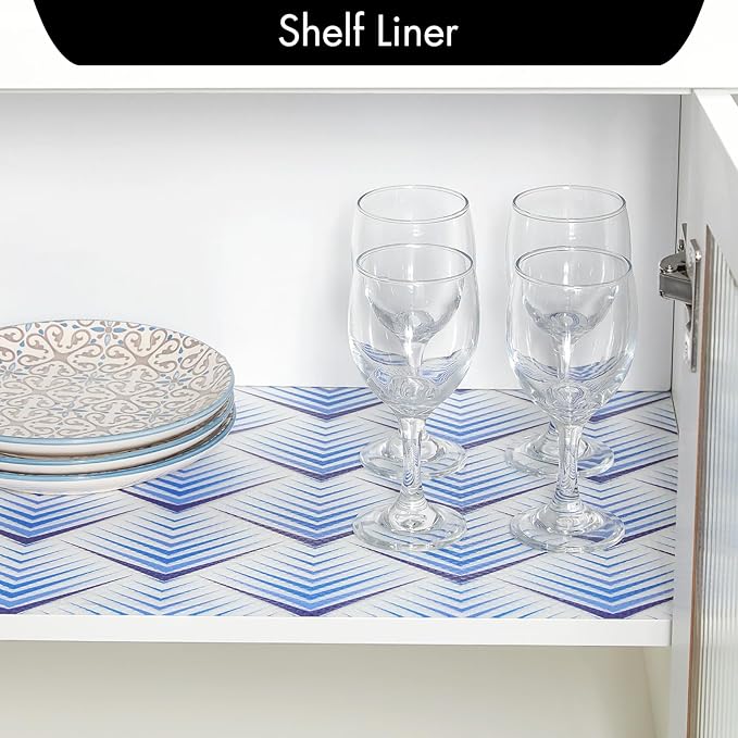 Cooyes Shelf Liner for Kitchen Cabinets – Non-Adhesive Waterproof Drawer Liner – Durable EVA Material Easy-to-Cut Shelf Paper for Refrigerator, Cupboard, Dresser with Modern Pattern