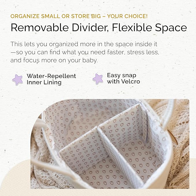 Baby Diaper Caddy Organizer, Portable Nursery Storage Basket with Sturdy Handle Diaper Caddy Basket, Car Caddy for Diapers and Baby Wipes, Newborn Essentials