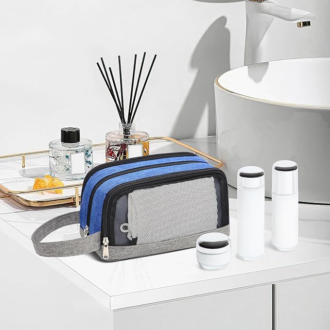 Yeiotsy Men's Travel Toiletry Bag – Color Clash Dopp Kit with Mesh Pockets, Durable Shaving Organizer for Gym, Camping & Weekend Trips