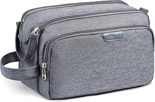 Vorspack Large Travel Toiletry Bag - Water Resistant Travel Bag for Toiletries, Cosmetics, Accessories, Gifts for Men - Grey