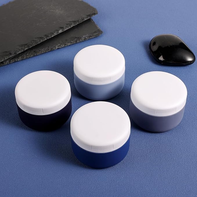 Travel Containers for Toiletries, Silicone Cream Jars BPA-Free, Leak-proof 2oz Travel Size Containers, Portable Size Silicone Jars with Lid for Cosmetic Face Hand Body Cream (4 Pack)