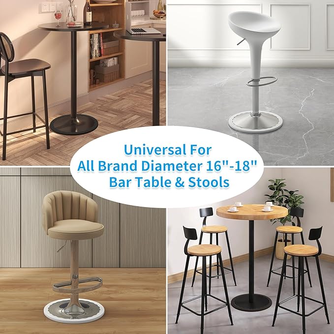 4 Pack Bar Stools Leg Protectors Ring, Non Slip Silicone Chair Leg Floor Protector, Pads Bottom Protect Wooden Floor No Scratches No Noise Anti-Slip, Stretchable Fits 16.5" to 18.5" Chair Base, Black