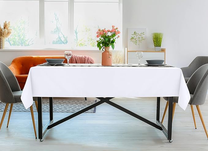 Utopia Kitchen Rectangle Table Cloth 2 Pack (54x78 Inches, White), Machine Washable Polyester Table Cover for Dining, Buffet Parties, Picnics, Events, Weddings and Restaurants