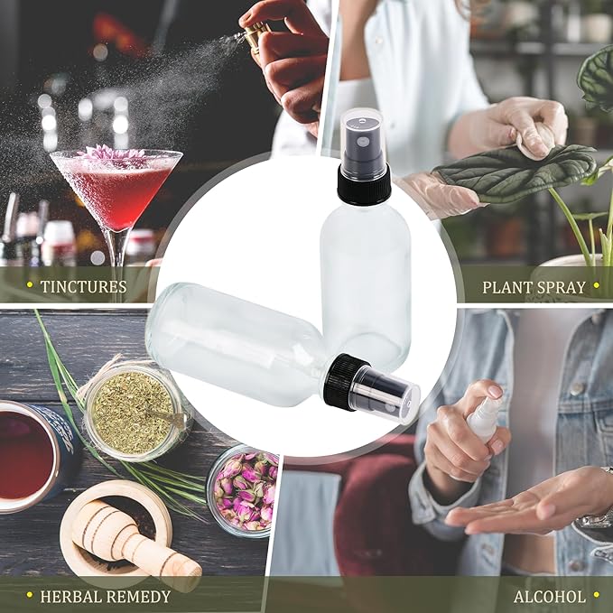 Clear Glass Small Spray Bottles 2 oz 48 Packs,Fine Mist Sprayer Pretty Finish,Refillable Containers mini spray bottles for Cleaning Solutions and Skin Care (Clear 48Pack)