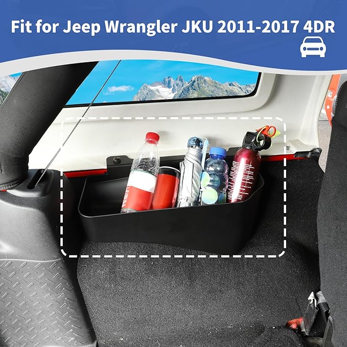 RT-TCZ for Wrangler JK Rear Wheel Well Storage Organizer Bin, Trunk Storage Box for Jeep Wrangler JK JKU 2007-2017 Sport X Sahara Rubicon 4 Door Black Accessories 2pcs