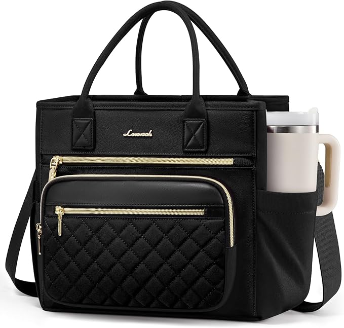 LOVEVOOK Insulated Lunch Bag Women,Wide Opening Adult Lunch Box Women with Cup Holder,Large Leakproof Cooler Bag for Work Picnic Beach Family College Mom,Lunch Teacher Breast Pump Diaper Tote Bag