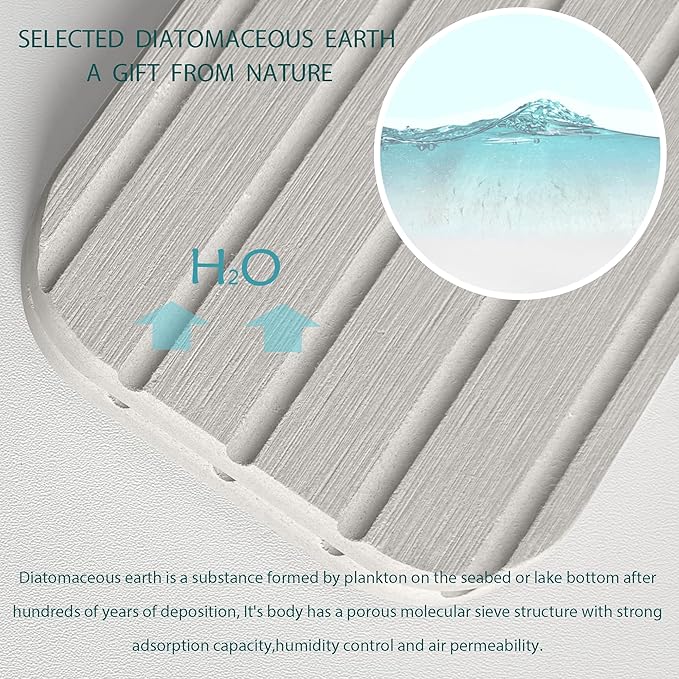 23.6inch x 4inch Kitchen Sink Faucet Mat, Water Absorbing Stone Faucet Splash Guard for Bathroom Counter, Quick Drying Diatomite Tray for Kitchen Sink, Light Gray