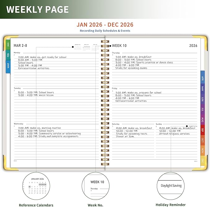 Planner -2026, Hardcover Weekly & Monthly Calendar Planner, January 2026 - December 2026, 8.5" x 11", Daily Agenda Book with Colorful Tabs, College Organizer Notebook, School & Work Supplies for Student Teacher Classroom