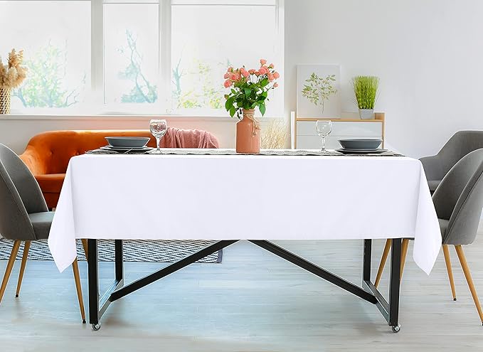 Utopia Kitchen Rectangle Table Cloth 2 Pack (90x156 Inches, White), Machine Washable Tablecloth, Polyester Table Cover for Dining, Buffet Parties, Picnics, Events, Weddings and Restaurants