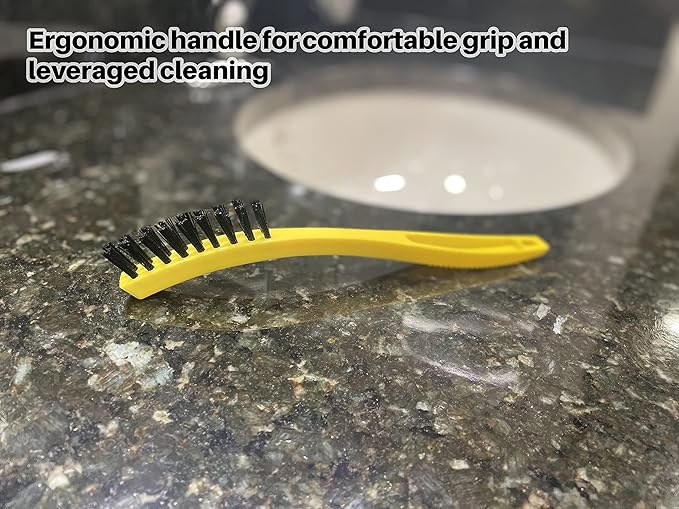 Rubbermaid Commercial Products 8.5" Tile and Grout Scrub Brush, Plastic Bristles, Black, for Industrial/Professional Use On Grout, Tile, and Other Small Areas (Pack of 12)