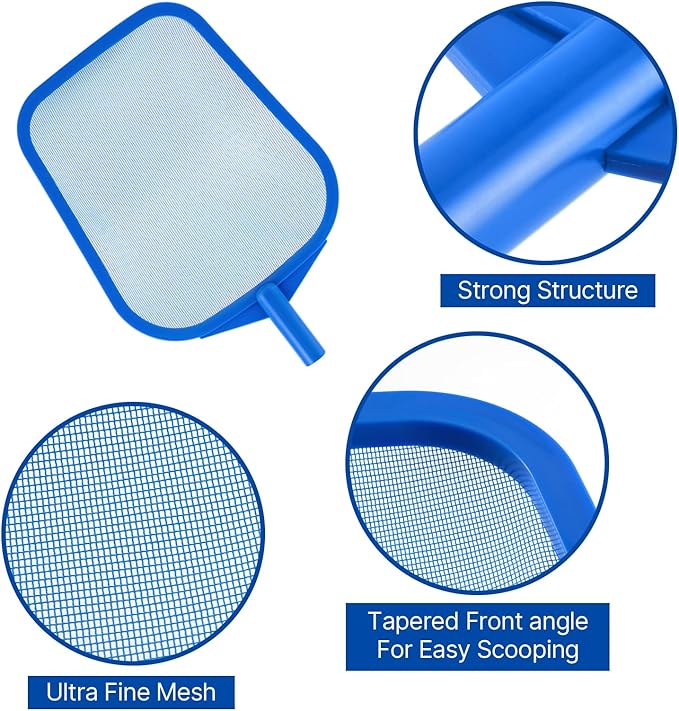 Pool Net - Pool Skimmer Net with 5 Section Detachable Poles, 22.2''- 59.1'', Skimmer Net with Fine Mesh Net, Pool Leaf Net