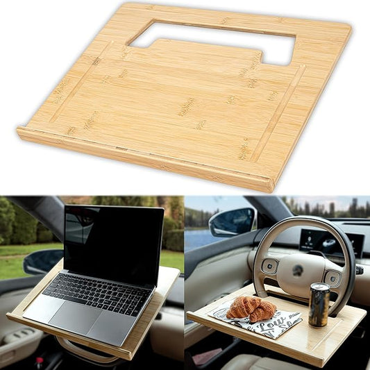 Essential Steering Wheel Tray - Car Table for Meal, Multipurpose Steering Wheel Table for Travelers, Table and Laptop Holder, Laptop Tray for Work