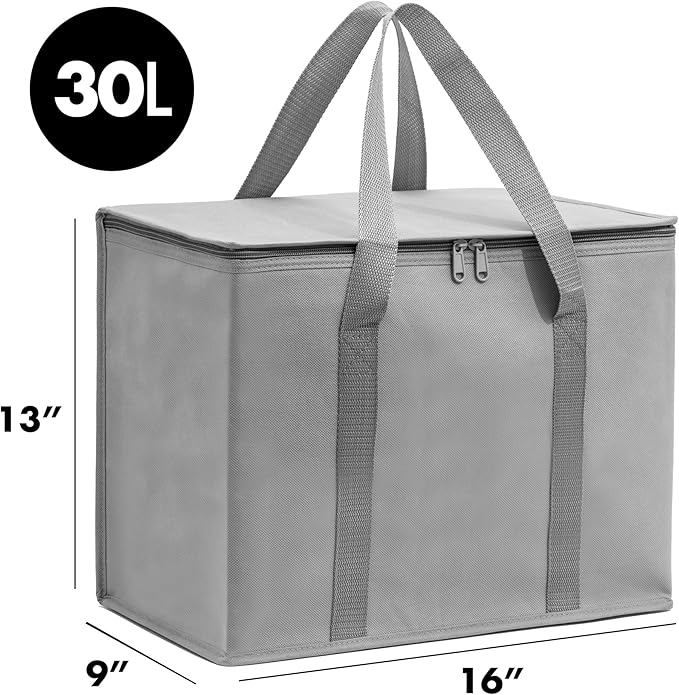 Carrywell Insulated Reusable Grocery Bags, Catering and Delivery Bag For Hot and Cold Food, Collapsible Thermal Tote For Doordash, Not-Made In China