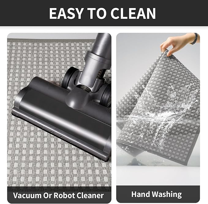 YDKGL Kitchen Rugs Mat Non Slip Washable, Super Absorbent Kitchen Mats for Floor, Rubber Backing Soft Braided Standing Floor Mats Sink Mat Runner Rug, Easy to Clean and Maintain, Gray 17"x30"
