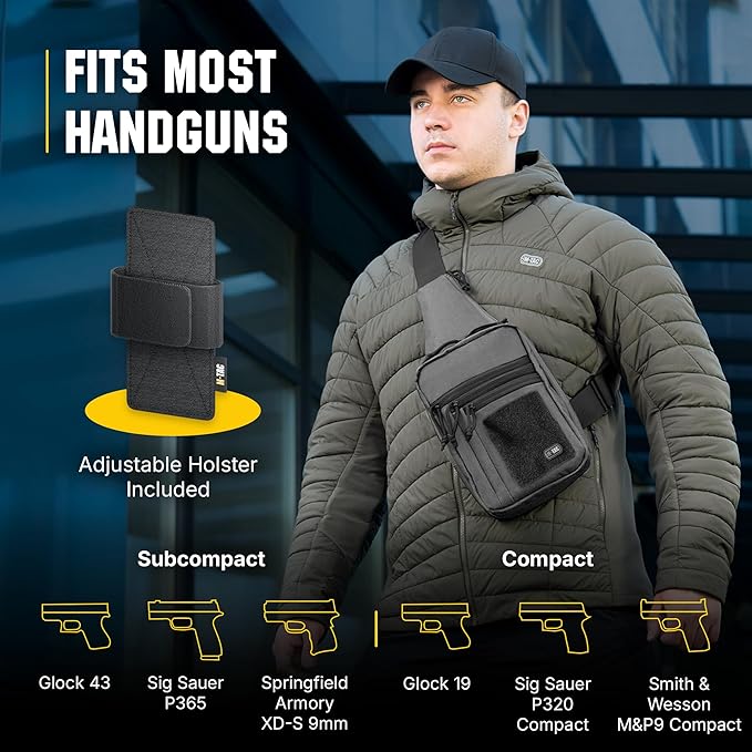 M-Tac CCW Sling Bag for Men & Women - EDC Shoulder Bag Tactical - Crossbody Concealed Carry Bag - Mens Chest Pack