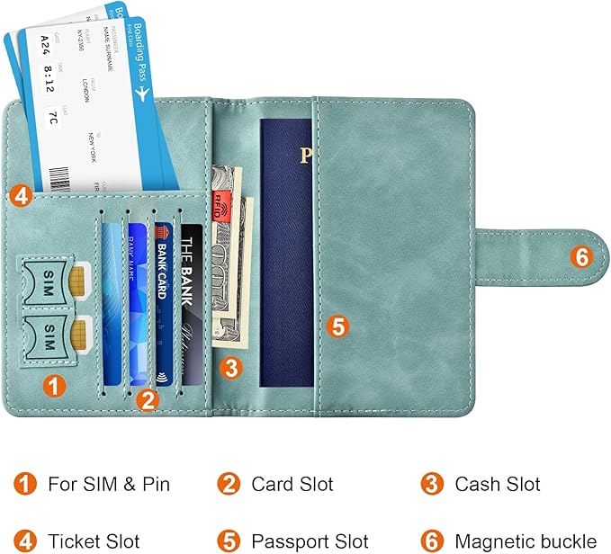 Eoehro Passport Holder for Travel Essentials, Passport Wallet Cover Case for Travel Must Haves Accessories,Passport Book Holders for Women and Men(light blue)