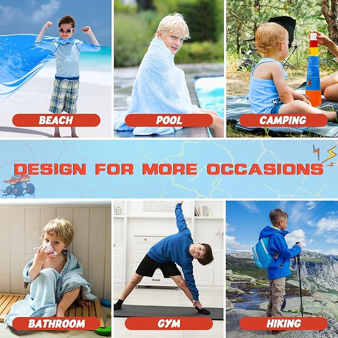 WERNNSAI Beach Towel for Kids, 30”x 60”Truck Quick Dry Sand Free Kids Beach Towel for Boys Personalized Beach Towel Pool Camping Travel Towel Soft Beach Blanket Bath Shower Towel