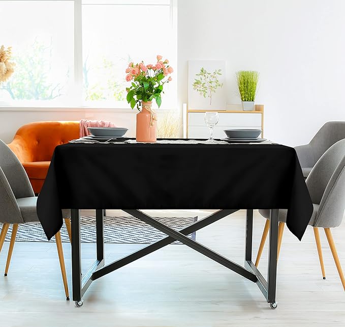 Utopia Kitchen Square Table Cloth 2 Pack (54x54 Inches, Black), Machine Washable Polyester Table Cover for Dining, Buffet Parties, Picnics, Events, Weddings and Restaurants