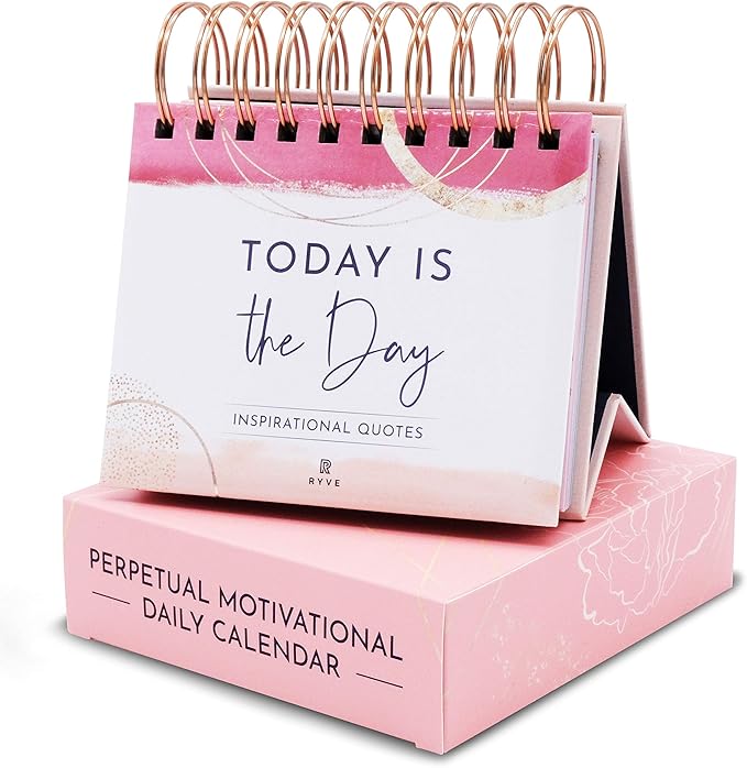 RYVE Motivational Calendar - Daily Flip Calendar with Inspirational Quotes - Motivational Gifts and Inspirational Gifts for Women, Desk Decor, Office Decor for Women and Office Desk Accessories