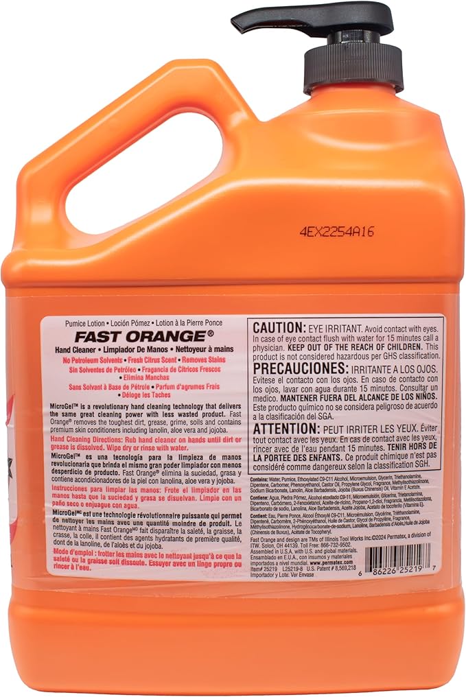 Fast Orange Permatex 25219 Pumice Lotion Hand Cleaner with Pump, 1 Gallon (Pack of 2)