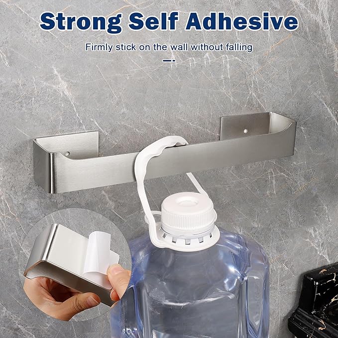 NearMoon Self Adhesive Hand Towel Holder/Towel Ring, Stainless Steel Hand Towel Bar Rustproof Stick on Wall-Towel Rack for Bathroom/Kitchen, Square Sticky and Wall Mounted (14 Inch, Brushed Nickel)