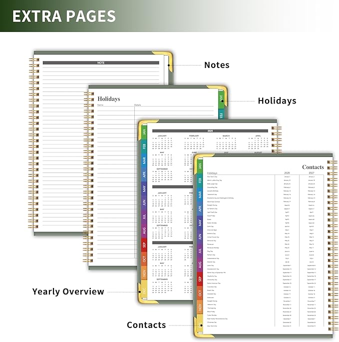 Planner -2026, Hardcover Weekly & Monthly Calendar Planner, January 2026 - December 2026, 6" x 8", Daily Agenda Book with Colorful Tabs, College Organizer Notebook, School & Work Supplies for Student Teacher Classroom